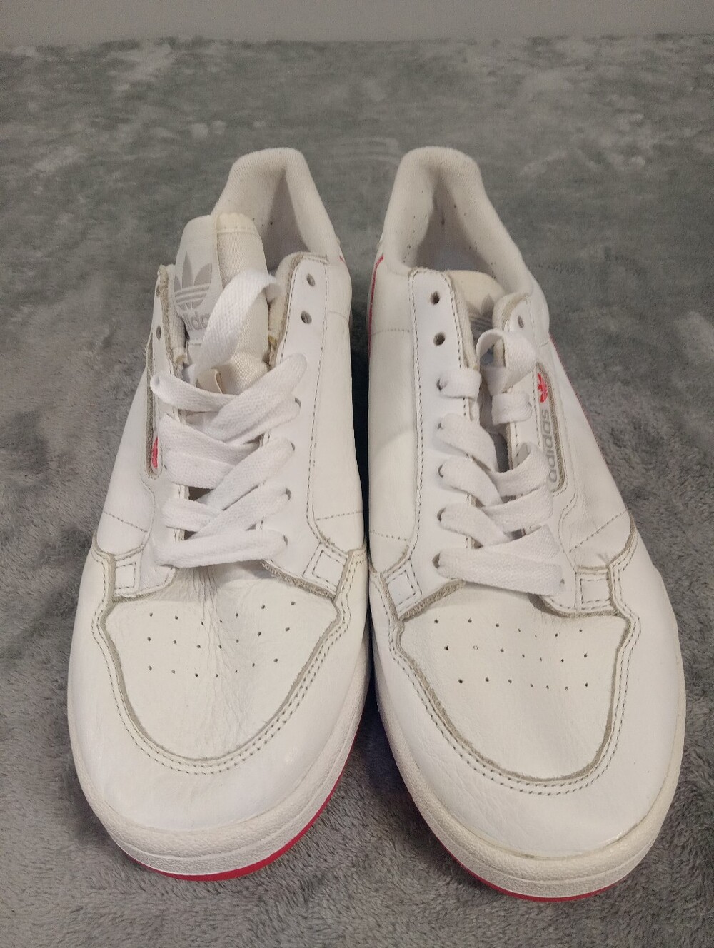 adidas Women's Continental 80 Off White Leather Sneakers with Pink Trim Size 9 - Picture 4 of 7